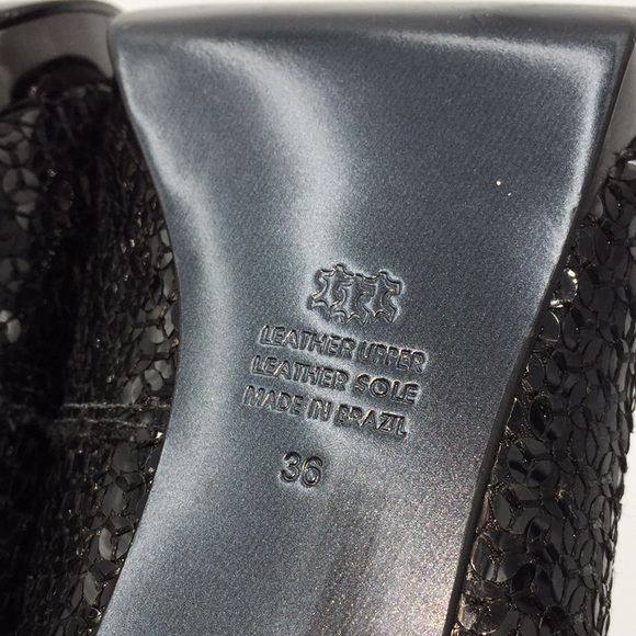 Aldo Ladies Black Sequin High Heels Pumps Open Toe Size 5.5 - Picture 6 of 11